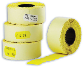 Etiketti hinnoittelijaan 26x16mm keltainen irtoava / 10 rll