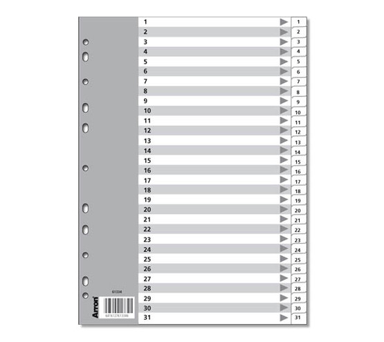 Numerohakemisto A4 kartonki 31-osainen  10 srj/pkt