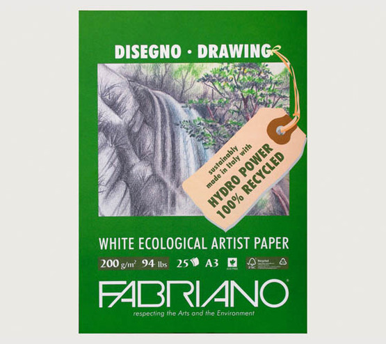 Piirustuspaperilehtiö Fabriano A3/25 200G  5 kpl/pkt