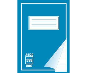 Työvihko 599 A5/20 80G blanko + viivat 20 kpl/pkt