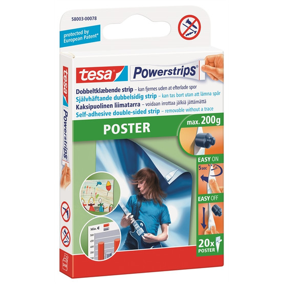 Kiinnitysliuskat tesa powerstrips 58003 pieni  20 kpl 