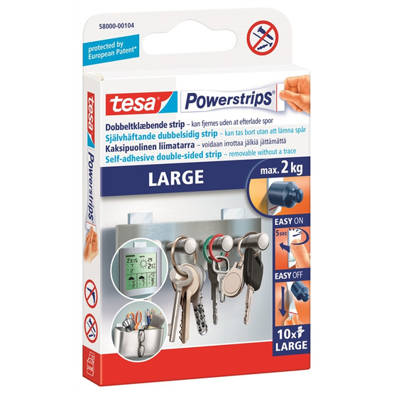 Kiinnitysliuskat tesa powerstrips 58000 iso  10 kpl 