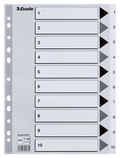 Numerohakemisto A4 kartonkia 10-osainen  10 srj/pkt