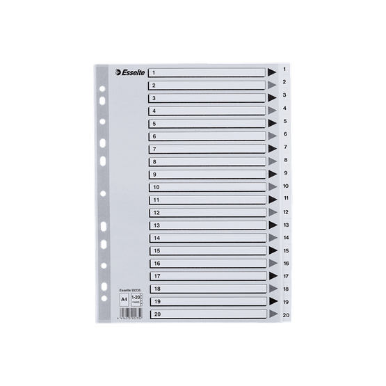 Numerohakemisto A4 kartonkia 20-osainen  10 srj/pkt