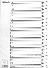 Aakkoshakemisto A4 A-Ö kartonki  10 srj/pkt