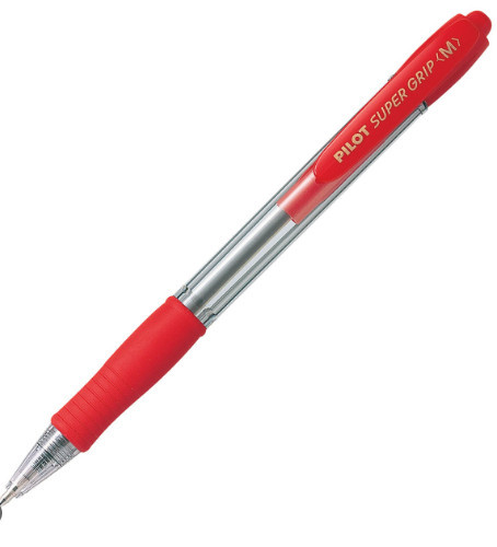 Kuulakärkikynä Pilot Super Grip medium punainen  12 kpl/pkt