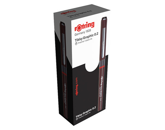 Kuitukärkikynä Rotring Tikky Graphic 0,2 mm musta  12 kpl/pkt