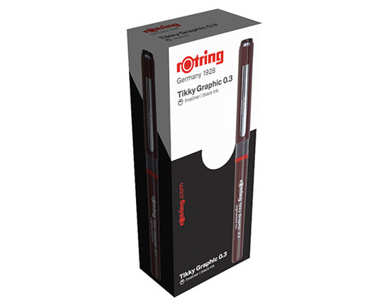Kuitukärkikynä Rotring Tikky Graphic 0,3 mm musta  12 kpl/pkt