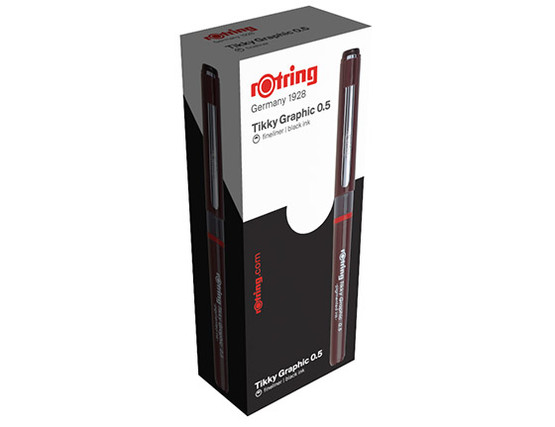 Kuitukärkikynä Rotring Tikky Graphic 0,5 mm musta  12 kpl/pkt