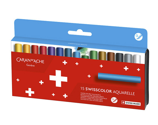 Akvarelliliitu Caran D'Ache Swisscolor puolipitkä / 15 väriä
