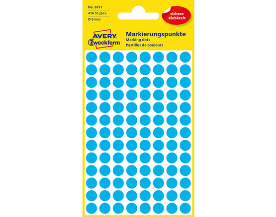 Avery Tarra pyöreä 8mm sininen, 416 tarraa