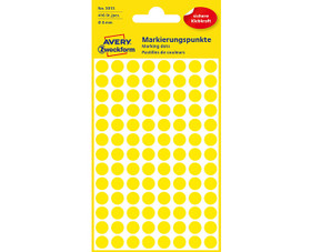 Avery Tarra pyöreä 8mm Keltainen , 416 tarraa