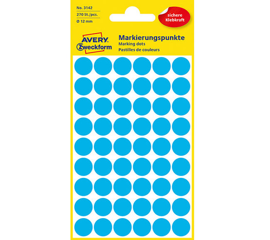 Avery Tarra pyöreä 12mm Sininen, 270 tarraa