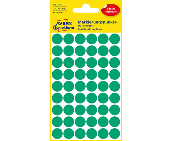 Avery Tarra pyöreä 12mm Vihreä, 270 tarraa