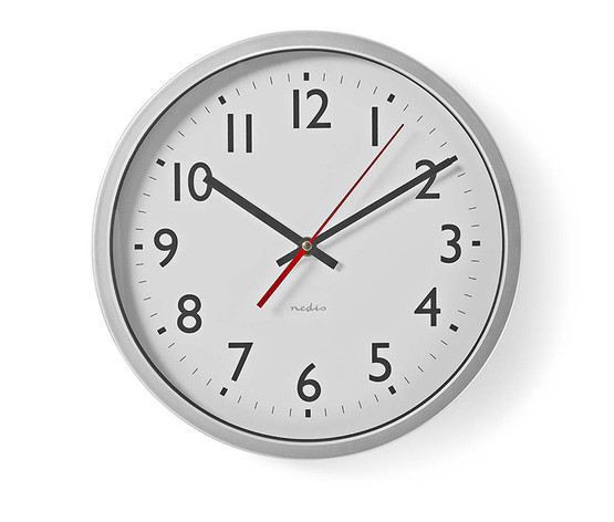 Seinäkello Nedis 30cm valkoinen/hopea 