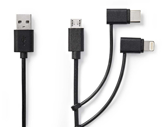 Nedis monitoimikaapeli 3-in-1 1m musta 