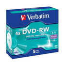 DVD-RW levy Verbatim 4,7GB 4x, jewelcase kotelo, 5 kpl
