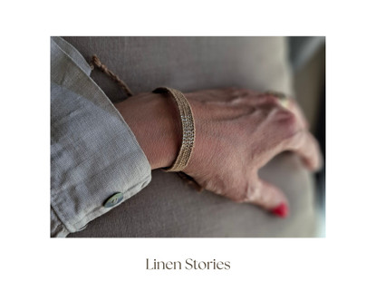 Linen Stories | Hiekka-hopearaita käsin kudottu pellavarannekoru