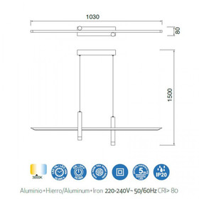Mantra Esparta 7981 - riippuvalaisin, pituus 103cm, 1400lm, 3000K