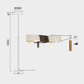 Mantra Noa 8567 - lattiavalaisin, korkeus 180cm