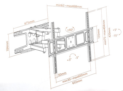 NorStone Full Motion 120 TV-seinäteline