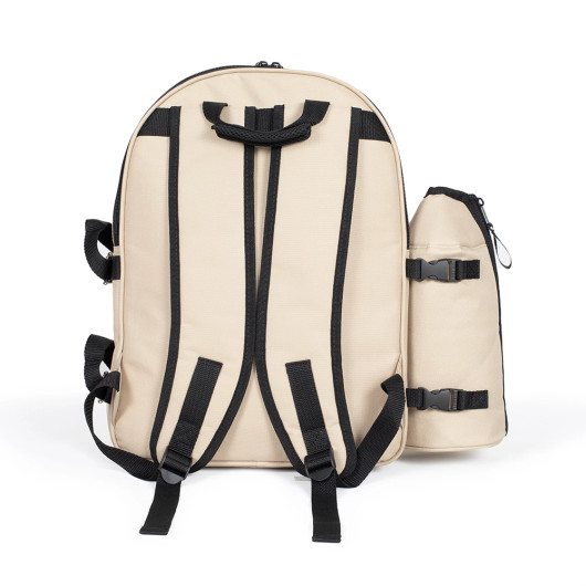 Piknik-reppu 4 hengelle – valmis setti retkille, puistoon ja kesäpäiviin (vaalea)