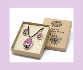 Elämänpuu - korusetti prässätyistä kukista