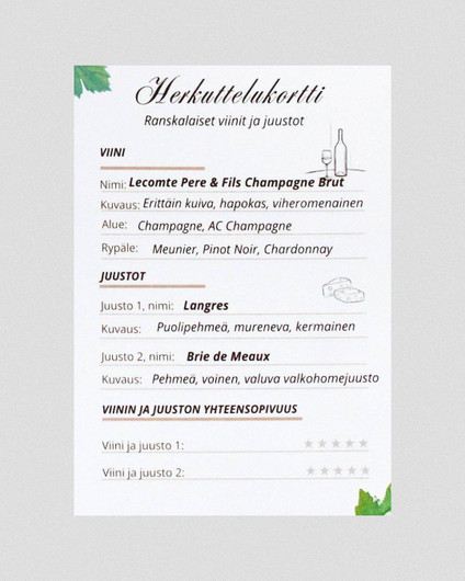 Viinihetken Herkuttelukortit – Kirjaa omat makuparisi