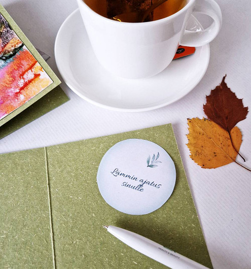 Luonnon muistikirjasta – käsinmaalatut kortit, lehtiaihe 1 (2kpl)