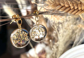 Elämänpuu - korvakorut aidoilla kukilla - Voimapuu-kokoelma (kullanvärinen)