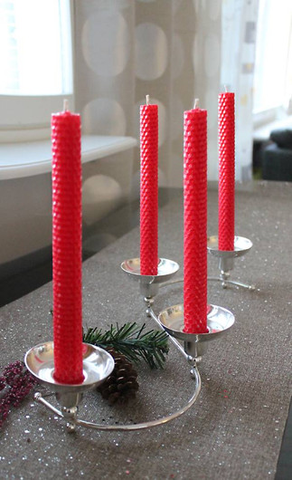 Mehiläisvahakynttilä Onnenpuna (2 kpl)