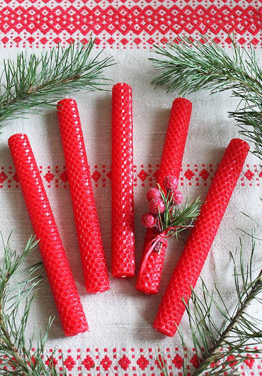 Mehiläisvahakynttilä Onnenpuna (2 kpl)