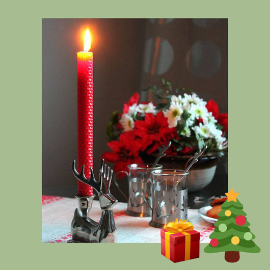 Mehiläisvahakynttilä Onnenpuna (2 kpl)