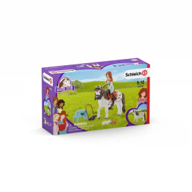 Schleich 42518 ratsastaja Mia ja shetlanninponi spotty setti