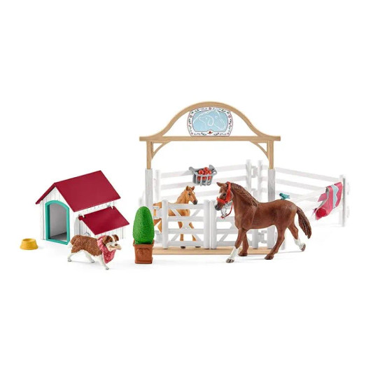 Schleich 72148 matka paddockiin. Auto ja traileri, hevosaitaus, koira