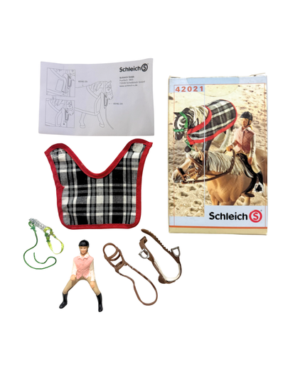 Schleich 42021 ratsastaja Peppiina ja varusteet laatikko