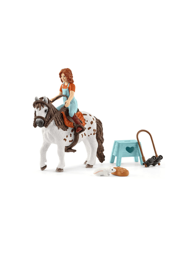 Schleich 42518 ratsastaja Mia ja shetlanninponi spotty setti