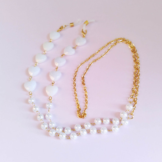 Silmälasiketju, valkoiset sydämet