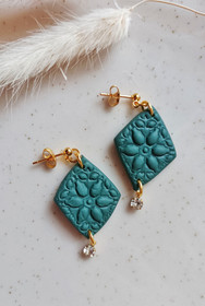 Smaragdinvihreät ruudut, nappikorvakorut 