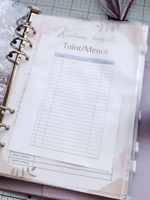 Lisätaskut budjetointi kansioon, koko a5