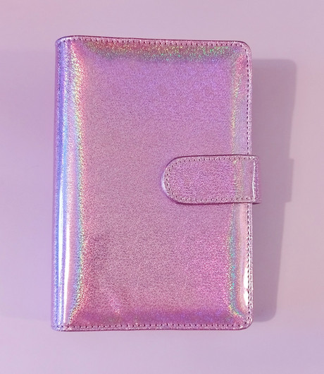 Budjettikansio a6 kokoinen, pinkki glitter
