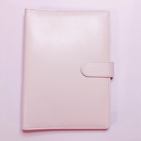 Budjetoinnin aloituspakkaus, vaaleanpunainen kansio.