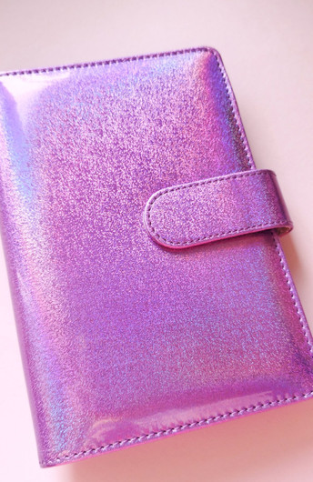 Budjettikansio a6 kokoinen, Liila glitter