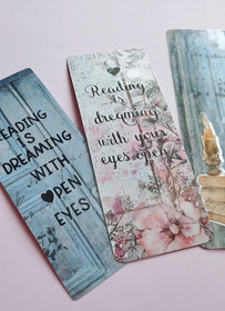 Kirjanmerkit, reading is dreaming. Siniset sävyt