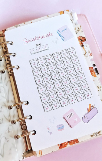 Säästöhaaste kortit budjettikansioon, Harrastusteema