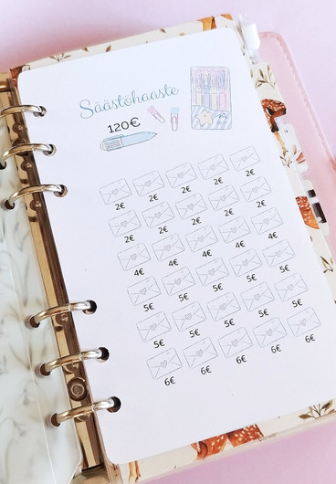 Säästöhaaste kortit budjettikansioon, Harrastusteema