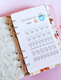 Säästöhaaste kortit budjettikansioon, Herkkuteema