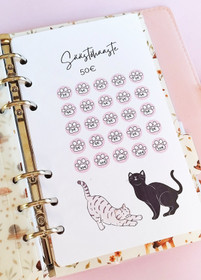 Säästöhaaste kortit budjettikansioon, Kissateema