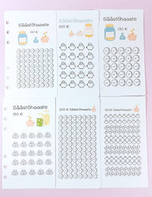 Säästöhaaste kortit budjettikansioon, Possuteema