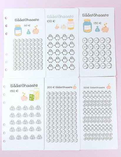 Säästöhaaste kortit budjettikansioon, Possuteema